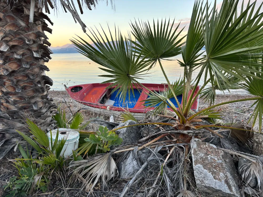 Beach side Arkitsa - a fishing boat on the shore