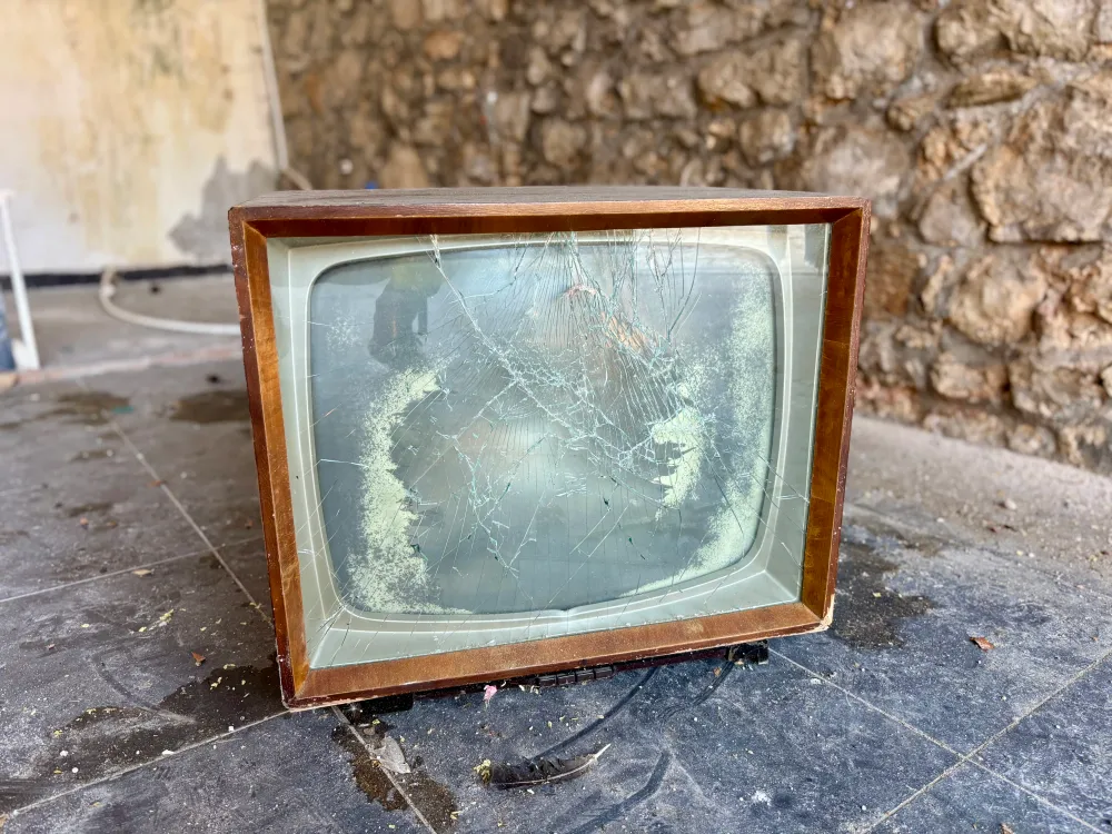 A broken old TV