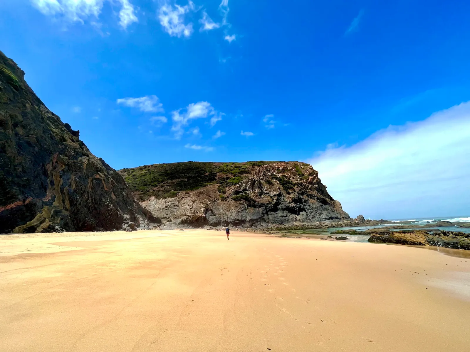 Walking on one of the many remote beaches